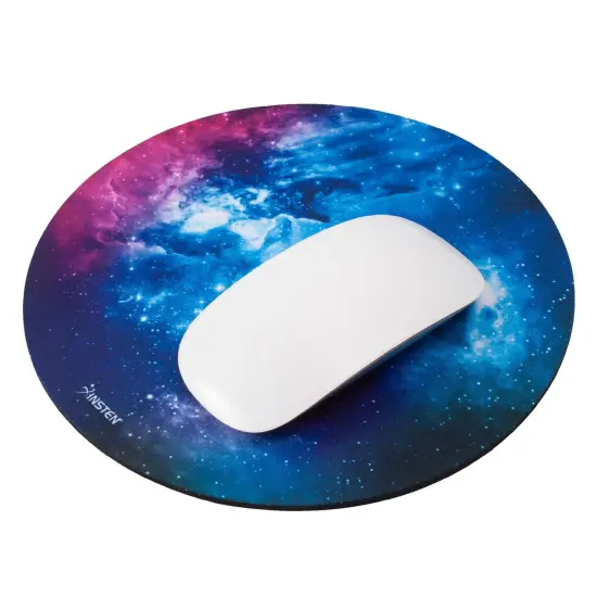 Insten Nebula Galaxy Mouse Pad Round, Non Slip Rubber Base, Smooth Surface Mat, For Home Office Gaming, Blue Purple {7}