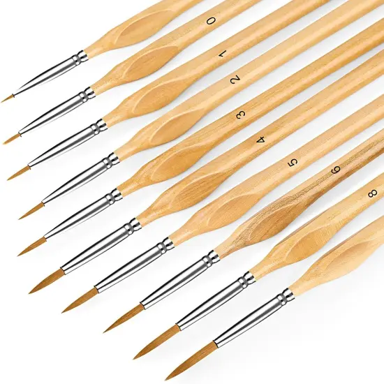 Miniature Paint Brushes, 10PC Fine Detail Paint Brush Set, Mini Small Painting Brushes for Art, Crafts, Acrylic, Watercolor, Oil, Model, Face, Warhammer 40k & Paint by Number, Citadel, Figurine-Wood {1}