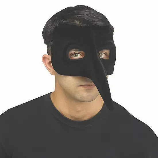 Adults Black Velvet Venetian Raven Half Mask One Size {5}