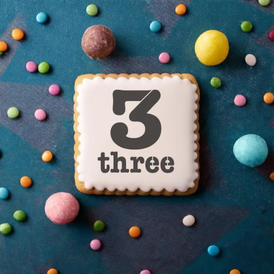 Number Three Cookie & Craft Stencil | CM143 by Designer Stencils | Cookie Decorating Tools | Baking Stencils for Royal Icing, Airbrush, Dusting Powder | Craft Stencils for Canvas, Paper, Wood | Reusable Food Grade Stencil {2}