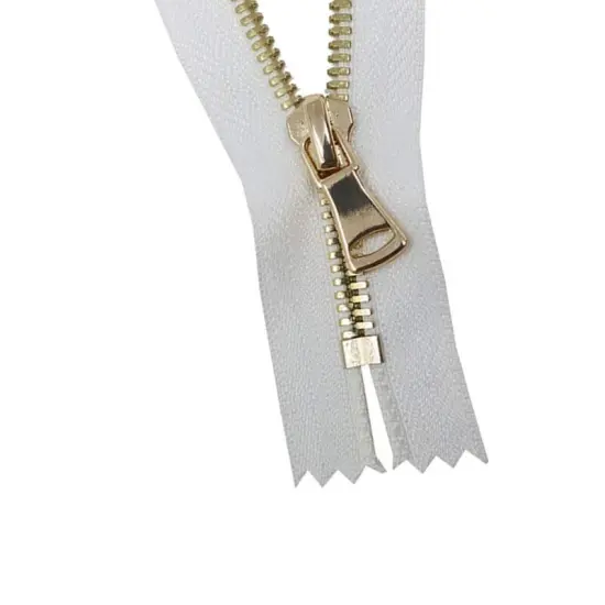 5MM One Way Closed Bottom Zipper White Tape Brass Teeth 7" {4}