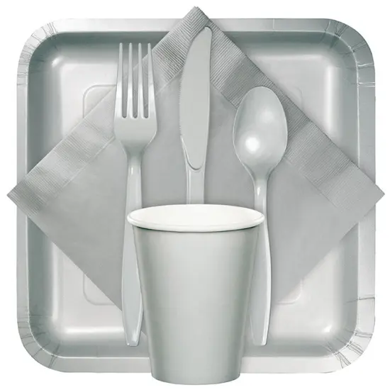 288 pc Bulk Shimmering Silver Plastic Spoons {3}