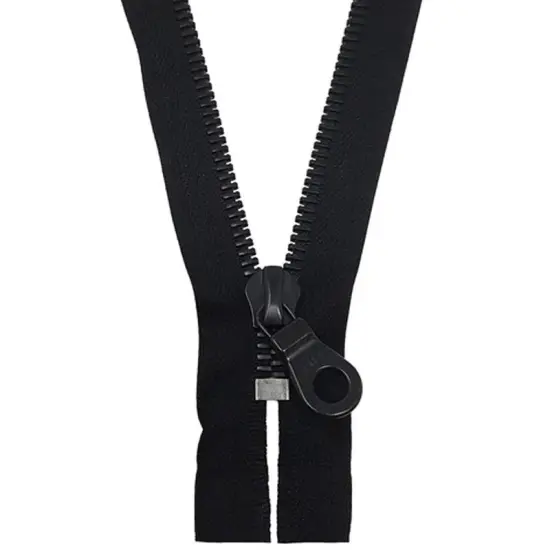 Zipper &ndash; Black 8MM Closed Bottom with KTA Pull, Black/Black {4}