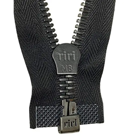 Zipper 8MM One-Way Separating Open Bottom with KTA Pull Black/Black 28" {6}