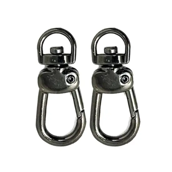Swivel Hook Small Black Shiny Plated Side Push 1 Inch Long 3/8 Inch Loop {1}