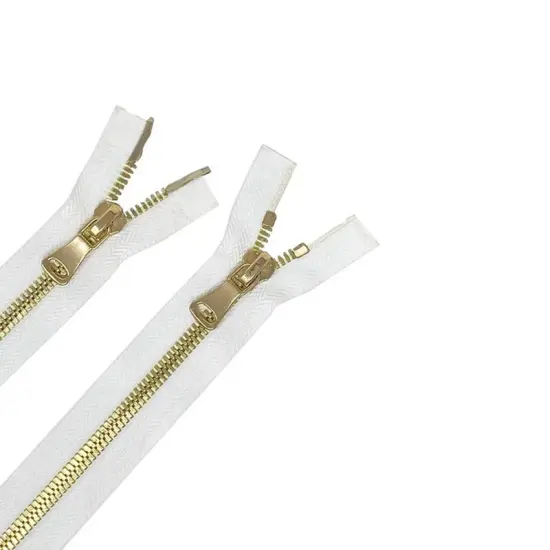 Metal 8MM Two Way Separating Zipper White Brass {1}