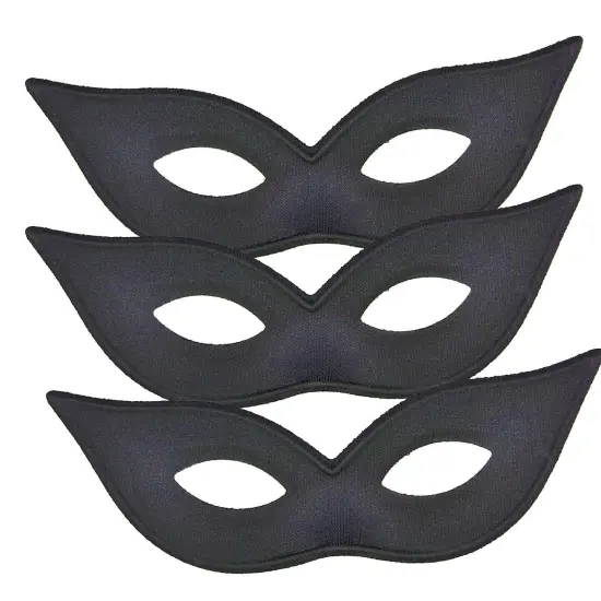 Satin Black Harlequin Mask One Size {1}