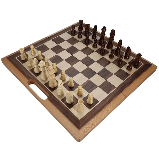 WE Games Folding Wood Travel Chess Set - 16 in. Board, 3 in. King {1}