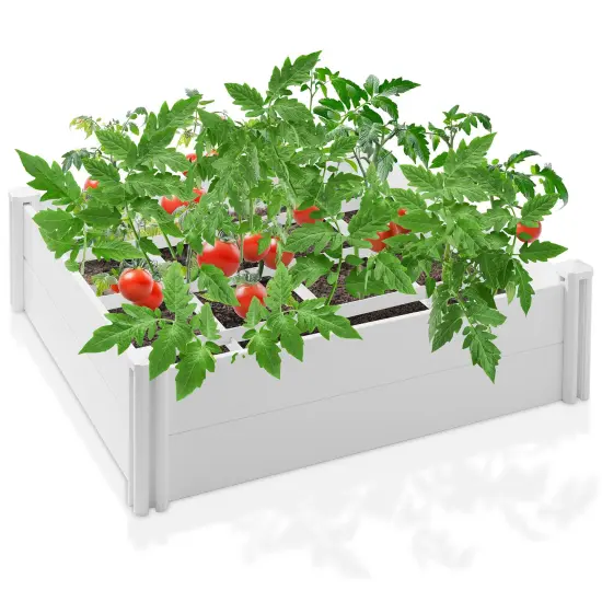 Casafield White Vinyl Raised Garden Bed, Outdoor Above Ground Garden Planter Box for Flowers, Vegetables, and Gardening {1}