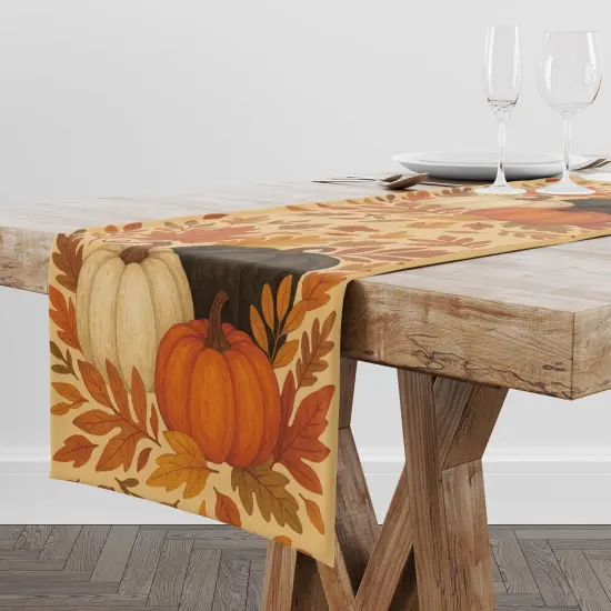 Pumpkins Leaves Table Runner - Fall Decorations {3}