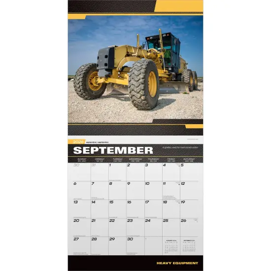 Heavy Equipment | 2026 12 x 24 Inch (Hanging) Monthly Square Wall Calendar | Plastic-Free {4}