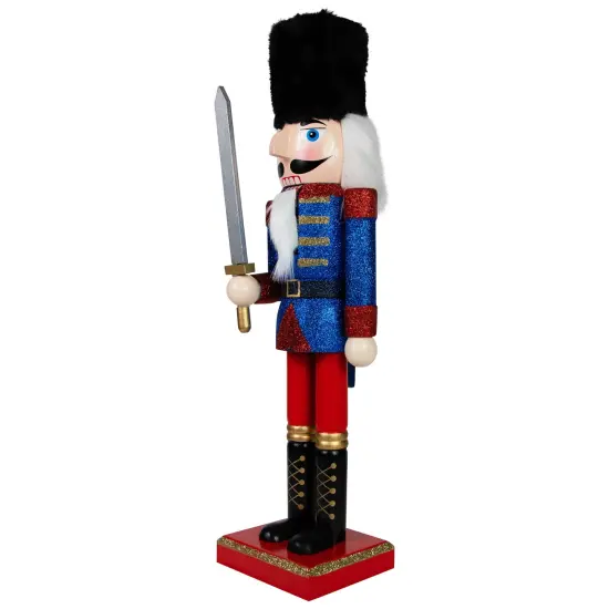 Northlight Christmas Nutcracker Soldier with Faux Fur Hat and Sword - 14" Red and Blue {5}