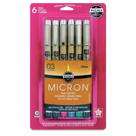 Sakura Pigma Micron Pens - Set of 6, Assorted Colors, 03 {2}