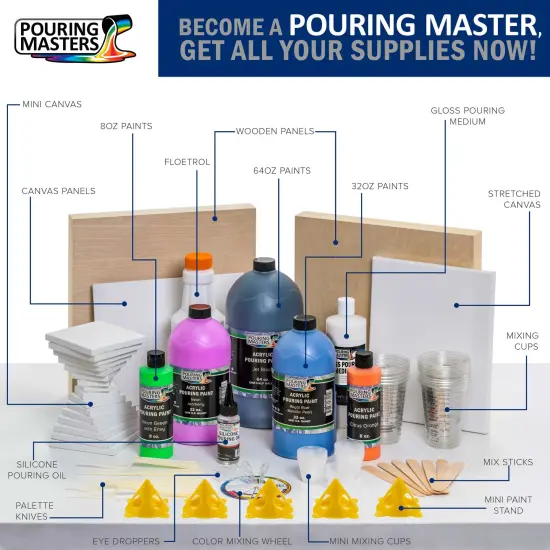 Pouring Masters Midnight Black Metallic Pearl Ready to Pour Acrylic Pouring Paint - Premium 32-Ounce Pre-Mixed Fluid Acrylic Paint - Fluid Art Supplies for Canvas, Wood, Paper, Tile & Rocks {6}