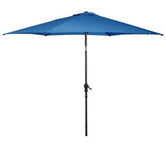 Costway 9FT Patio Umbrella Patio Market Steel Tilt W/ Crank Outdoor Yard Garden Blue {5}