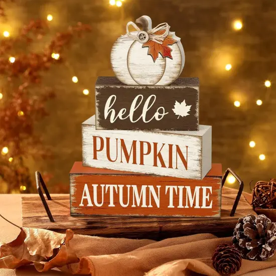 4 Pcs Wooden Table Decorations - Fall Decor {3}