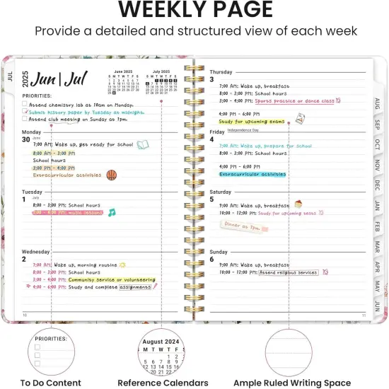 Academic Year Monthly and Weekly Calendar Teacher Planner - Wildflower {3}