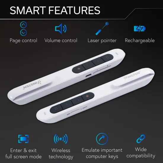 Wireless Presenter Remote Clicker, Laser Light Pointer for PowerPoint Presentation, White {3}