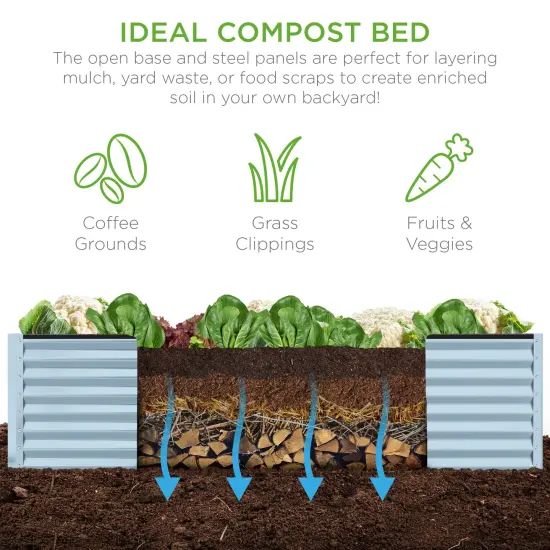 Best Choice Products 8x4x2ft Outdoor Metal Raised Garden Bed, Planter Box for Vegetables, Flowers, Herbs Mist Blue {4}