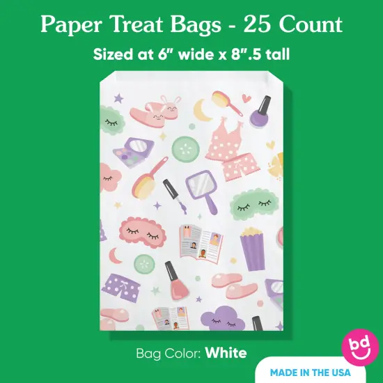 Big Dot of Happiness Pajama Slumber Party Paper Treat Bags, Girls Sleepover Party Candy Bags, Greaseproof White Paper Sandwich Cookie Bags - 25 Count {5}