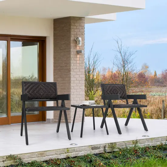 Costway 3 PCS Patio Wicker Chair Set, Rattan Furniture Set with Quick Dry Foam Padding {5}