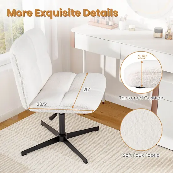 Costway Armless Office Chair with Adjustable Height 360&deg; Rotation Soft Faux Fabric Study {6}