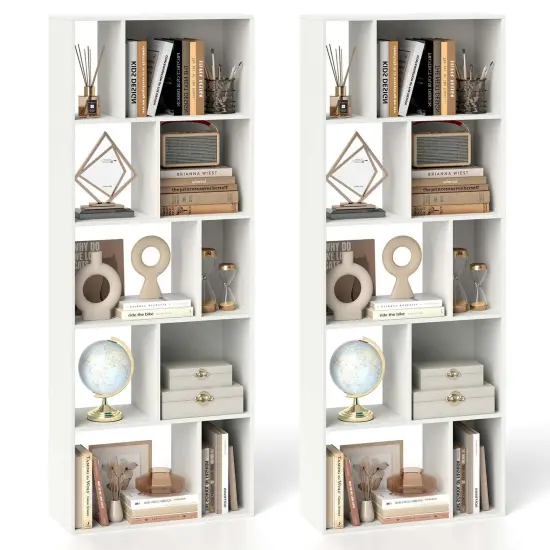 Costway 1/2 PCS 63" Tall Floor Standing Open Bookshelf with 10 Cubbies 5 Back Anti-falling Panels {1}