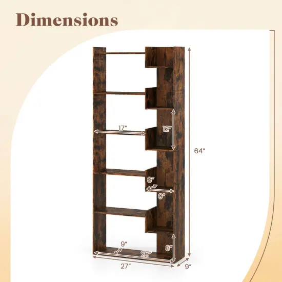 Costway 1/2 PCS 6-tier Bookshelf Tall Display Shelf with 11 Open Shelves 2 Anti-tipping Kits Black/Natural/White {3}