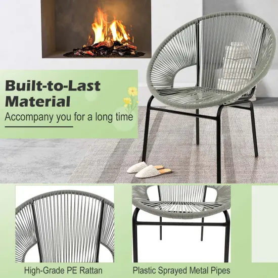 Costway 3PCS Patio Acapulco Furniture Bistro Set Plastic Rope Glass Table Black/Gray/Turquoise/White {5}