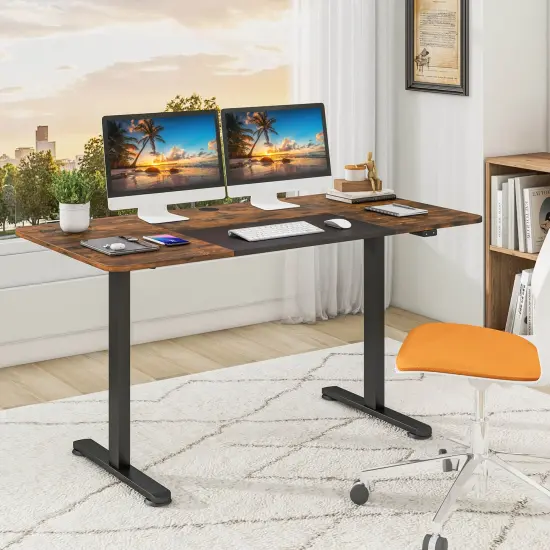Costway Electric Height Adjustable Standing Desk, Sit to Stand Computer Workstation Home Office Desk {2}
