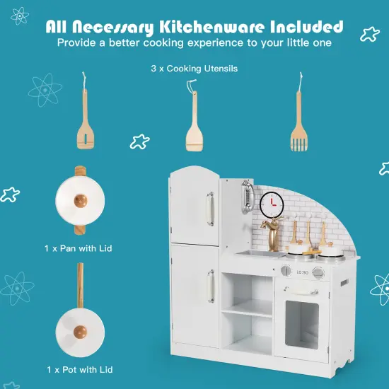 Costway Kids Kitchen Playset Pretend Play Cooking Set w/Vivid Faucet & Telephone {6}