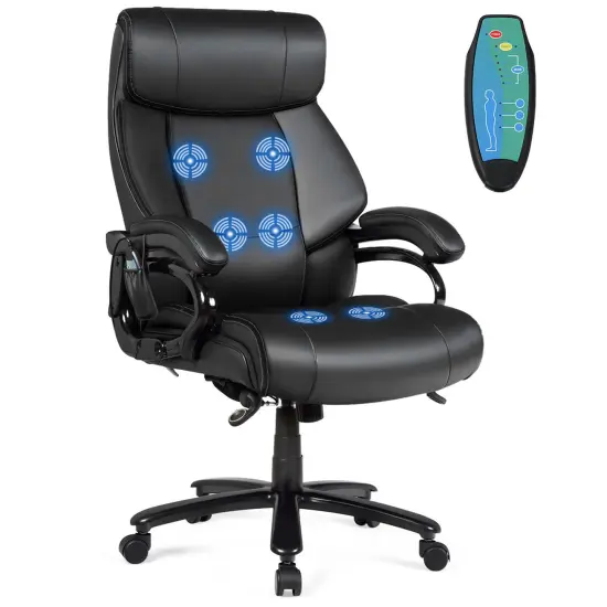 Costway Big and Tall Office Chair 500lbs with 6-Point Massage Wide Seat & Padded Armrests {1}