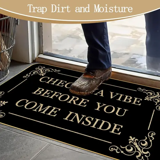 Funny Welcome Doormat for Entryway Check Ya Vibe Before You Come Inside Mats for Front Door with Rubber Backing Doormat Entrance Indoor and Outdoor Personalized Mats Anti-Slip Gift Mat 29 x 17 Inch {2}
