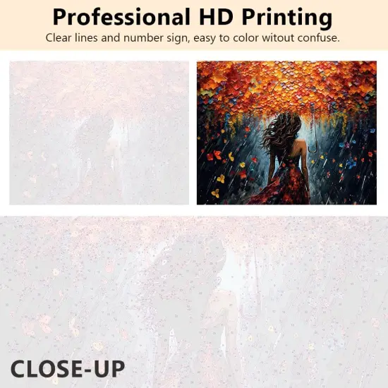 DIY Paint by Number Girl in The Rain with an Umbrella, Paint by Numbers for Adults, Abstract Adult Paint by Numbers on Canvas, Paint by Numbers for Adults Beginner 16x20 Inch {4}