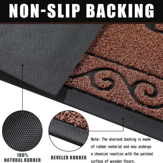 Outdoor Indoor Door Mat Outside Entrance 29.5 x 17, 100% Waterproof All-Season Front Welcome Mat, Washable Heavy Duty Doormat, Stain and Fade Resistant, Low Profile, Easy Clean,Maroon {3}