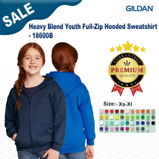Gildan&reg; Heavy Blend Youth Full-Zip Hooded Sweatshirt Royal {2}