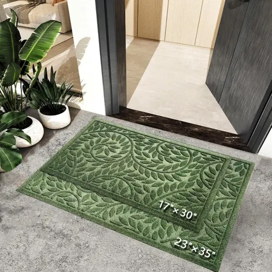 Spring Front Door Mat Outdoor Entrance,Durable Heavy Duty Welcome Mat,Thick Absorbent Natural Rubber Non Slip Mat,Welcome Entryway Rug Green, 17"x30" {4}