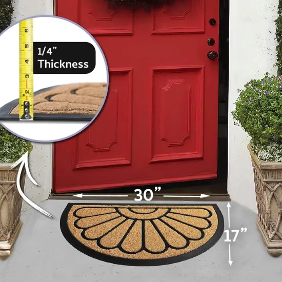 Front Door Mat - Low Pile Front Door Mat Outside Entrance - Muddy Dirt Trapping Welcome Matt Outdoor - Rubber Backing Anti Slip Indoor Doormat Entrance, 30" x 17", Bright Yellow {2}