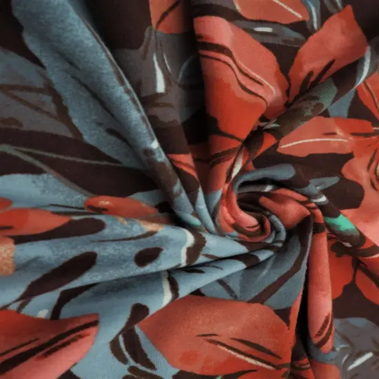 1 Yard Big Floral DTY Brushed Knit Fabric Soft Stretch 58/60 Inches Wide CREAM/RUST {4}