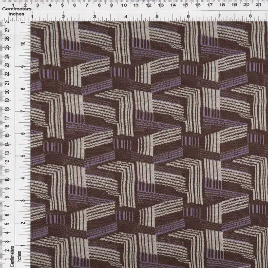 1 Yard Double Knit Jacquard Geo Fabric Stretch Polyester Spandex 58/60 Inches Wide TAUPE/BROWN {4}