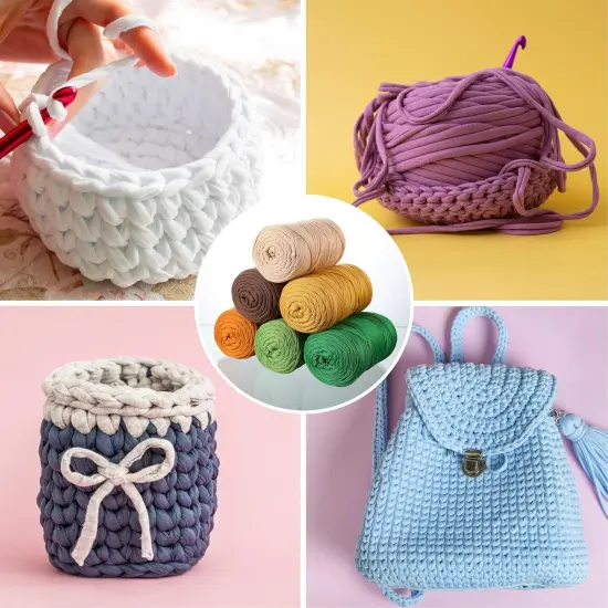 Crochet Cloth T-Shirt Yarns - 400g/118 Yards (Pink) {4}