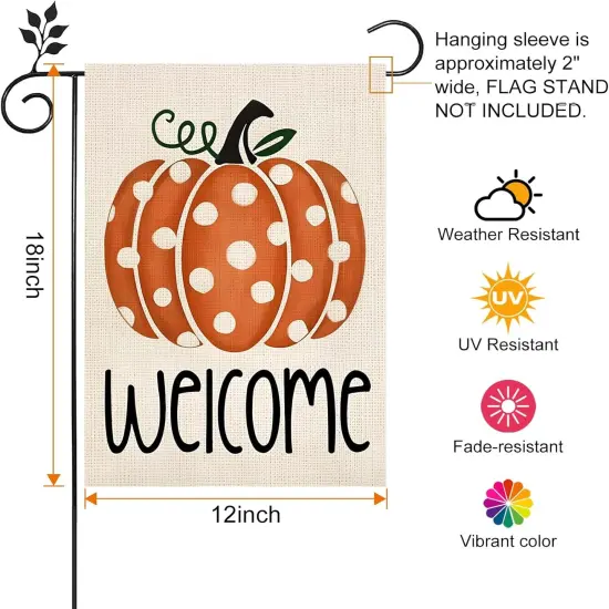 12&times;18 Inch - Fall Polka Dots Pumpkin Garden Yard Flag(Multi) {4}
