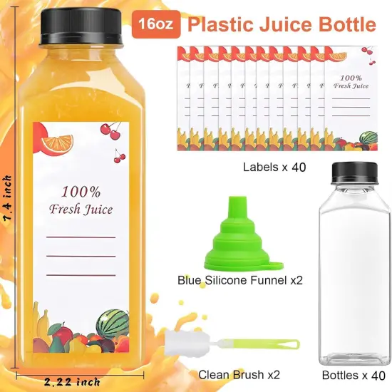 40pcs 16oz Pcs Juice Bottles with Caps {3}