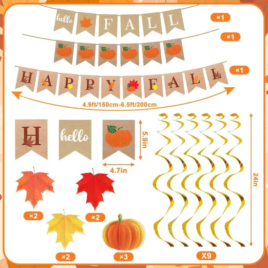 Fall Thanksgiving Day Hanging Decorations, Thanksgiving Pumpkin Maple Leaf {2}