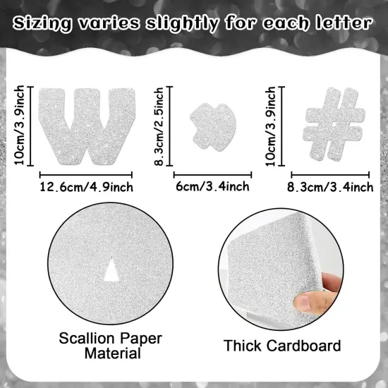 260Pcs Glitter Silver Bulletin Board Letters for Classroom 4&rdquo; Letter Combo Pack Set {2}