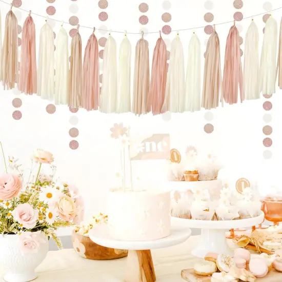 23pcs Fall Rustic Neutral Bridal Wedding Paper Tissue Pom Poms Streamers {5}