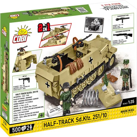 COBI Historical Collection WWII Half-Track Sd. Kfz. 251/10 Vehicle Building Set, 500 Pieces {5}