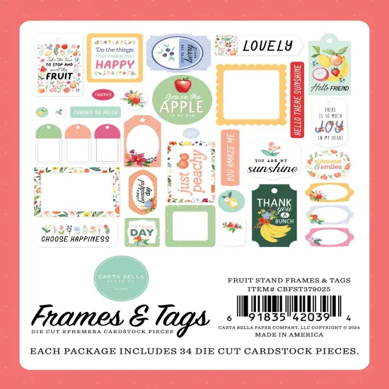 Carta Bella Cardstock Ephemera-Frames & Tags, Fruit Stand {4}
