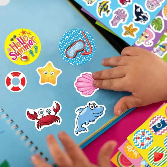 500 PCS Summer Stickers for Kids, 30 Sheets Beach Ocean Tropical Stickers Bulks, Ice Cream Sea Animal Holiday Hawaiian Sticker Crafts {4}