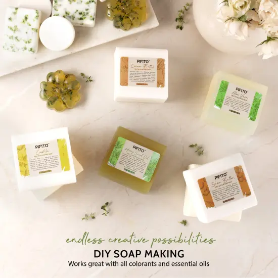 Pifito Melt and Pour Soap Base Sampler (7 lbs) │ Assortment of 7 Bases (1lb ea) │ Hemp Seed Oil, Clear, Aloe Vera, Goats Milk, Cocoa Butter, Shea Butter, Castile │ Glycerin Soap Making Supplies {3}